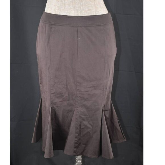 Marella Brown Tulip Hem Midi Skirt - 4 - Picture 1 of 4